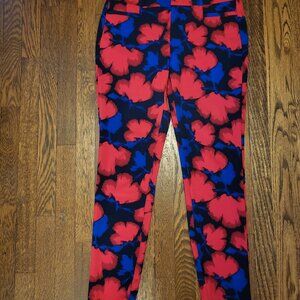 Blue Red Roses Floral Pants